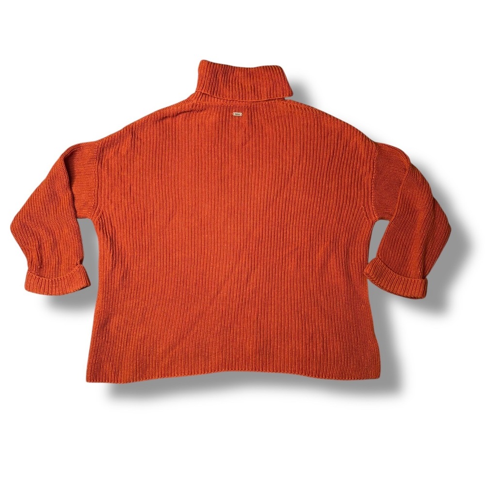Barbour Stitch Cape Sweater Women Size 8 Orange Excellent Turtleneck Wool Blend
